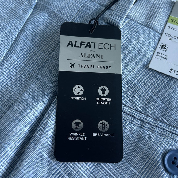 NWT Alfani Slim-Fit Plaid Suit Pants, Light Blue, Men's 33W x 32L - Picture 6 of 6